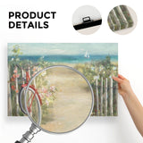 Summer Ride canvas print. Red bicycle on beach path, wall decor made in USA. Canvas material.