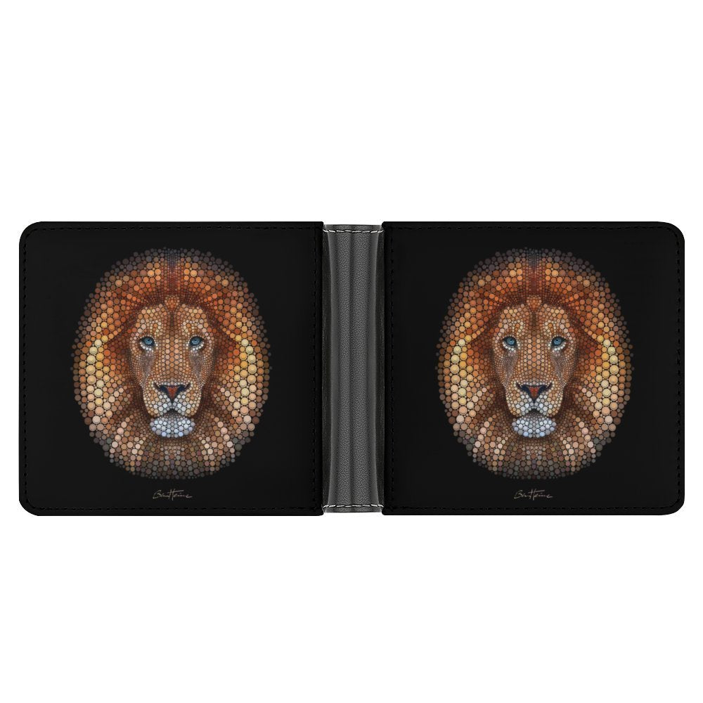 Men's bifold wallet with lion art, made of PU leather, a stylish and durable gift