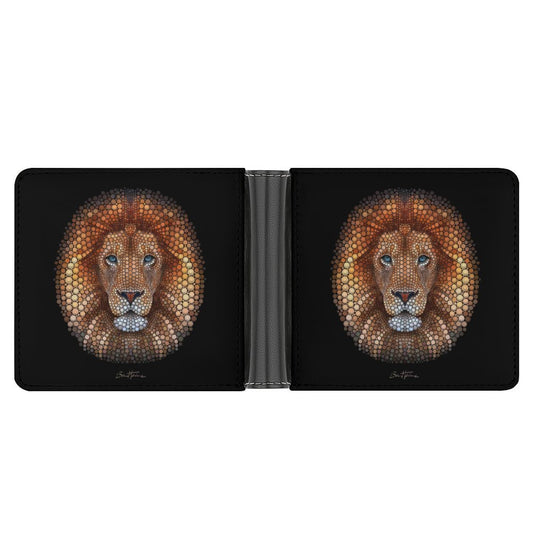 Men's bifold wallet with lion art, made of PU leather, a stylish and durable gift