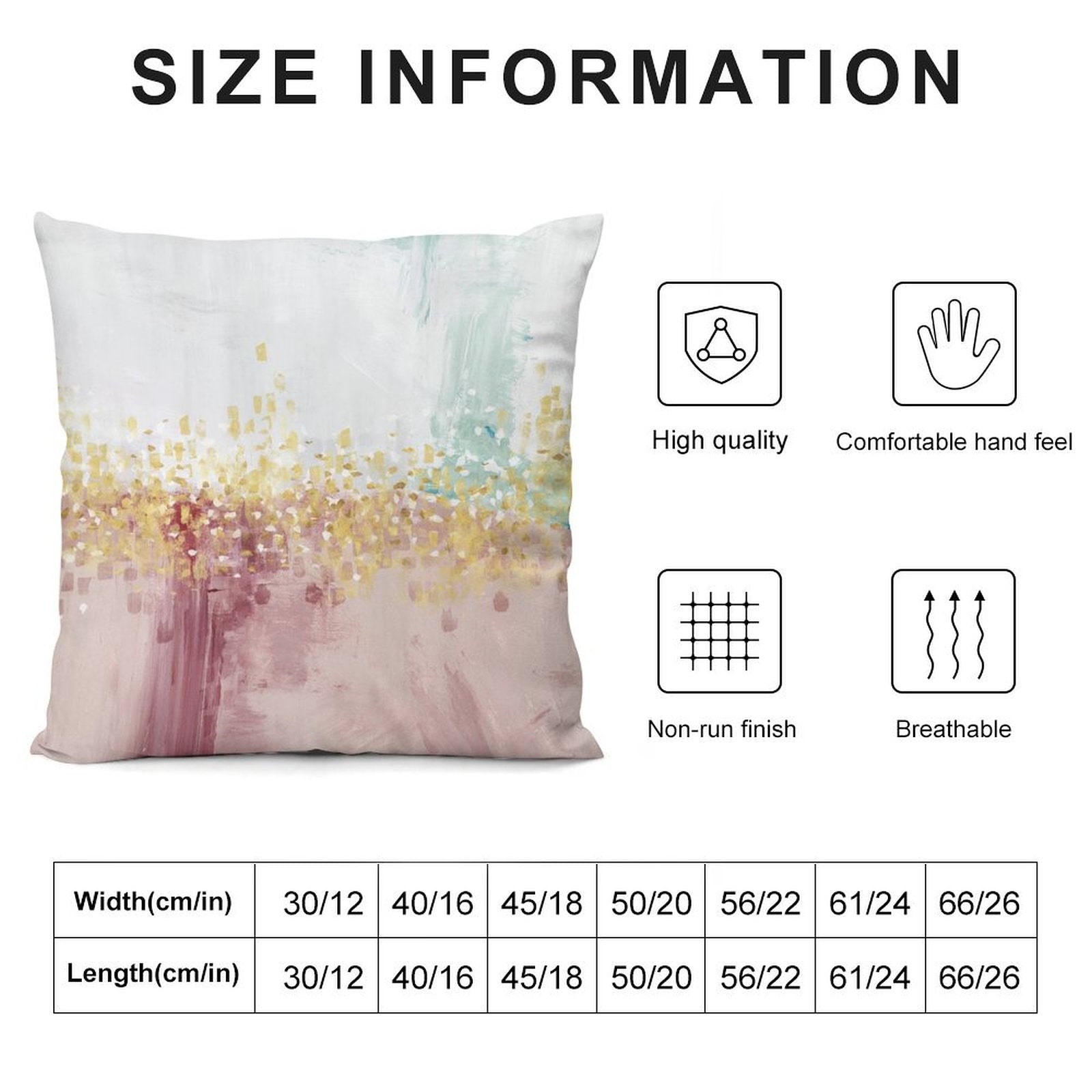 Plush throw pillow cover with abstract art, featuring high quality, comfortable, and breathable design.