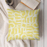 Yellow abstract pattern plush throw pillow cover for sofa or couch, home decor.