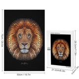 1000-piece wooden jigsaw puzzle of a lion face. Creative game night gift, high quality wood product.
