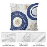Navy blue and gold abstract plush pillow cover for sofa, featuring soft fabric and invisible zipper by MyArtsyGift