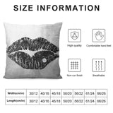Luxury soft fluffy decorative pillow cover featuring a black lip print with a diamond accent, high quality and comfortable