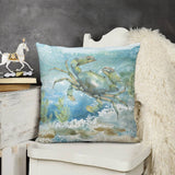 Square pillow cover with watercolor crab design for sofa and home decor, short plush material.