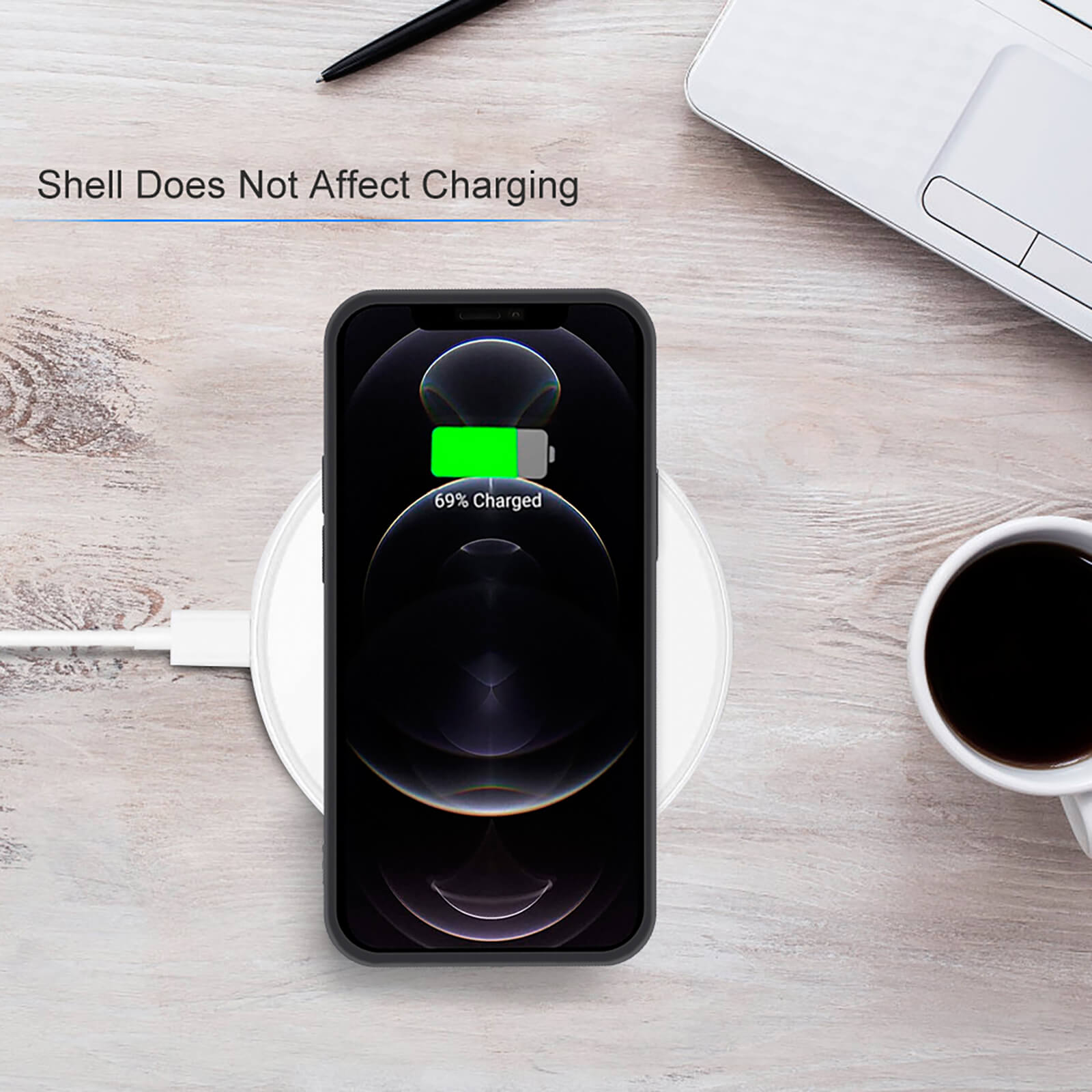 Custom iPhone 12 series case charging wirelessly, TPU phone cover doesn't affect charging - MyArtsyGift