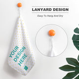 Custom hand towel with heart pattern and YOUR DESIGN HERE, easy to hang and dry, ideal for kitchen, bathroom, gym, or spa.