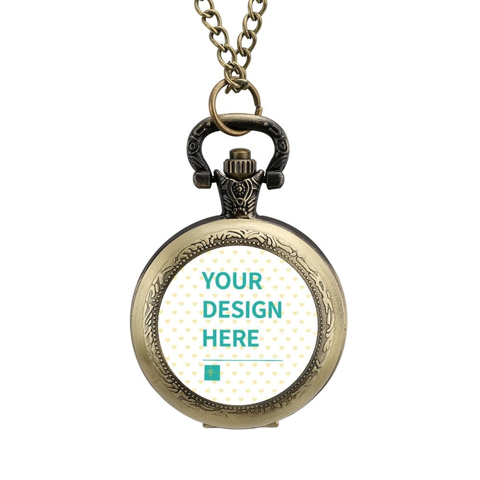 Personalized pocket watch with customizable design area; alloy material ideal gift for birthday and anniversary