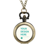 Personalized pocket watch with customizable design area; alloy material ideal gift for birthday and anniversary