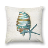 Soft plush pillow cover with seashell and starfish watercolor design