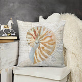 Luxury soft plush throw pillow cover with nautilus shell design, beige and brown colors, for sofa or couch