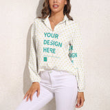 Customizable women's vintage V-neck top with heart print and "YOUR DESIGN HERE" - MyArtsyGift