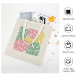 Personalized canvas tote bag with monstera leaf print, cotton blend. Eco-friendly shopping bag with easy to carry feature.