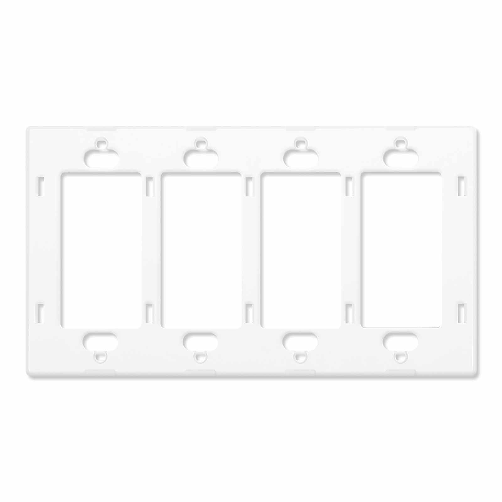 White four-gang PC light switch plate cover for home decor, ready for custom design.