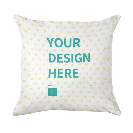 Custom golden velvet pillow with your design here, personalized living room decor, made in USA