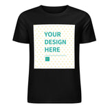 MyArtsyGift custom black t-shirt with YOUR DESIGN HERE text, suitable for personalized gifts, for men & women.
