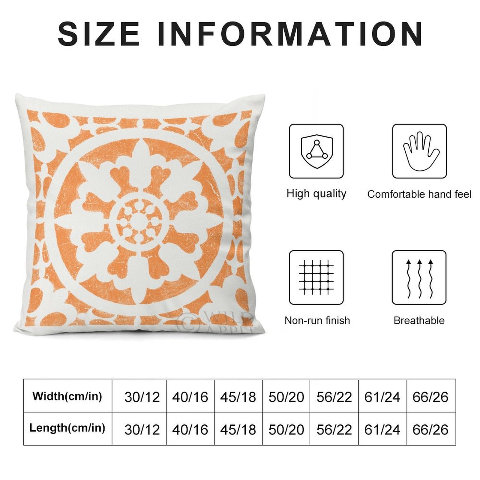 White and orange floral plush pillow cover for sofa, breathable and comfortable, various sizes.