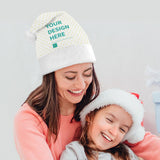 Custom Christmas Hat with 'Your Design Here' on mother and daughter, perfect for holiday gifts and parties