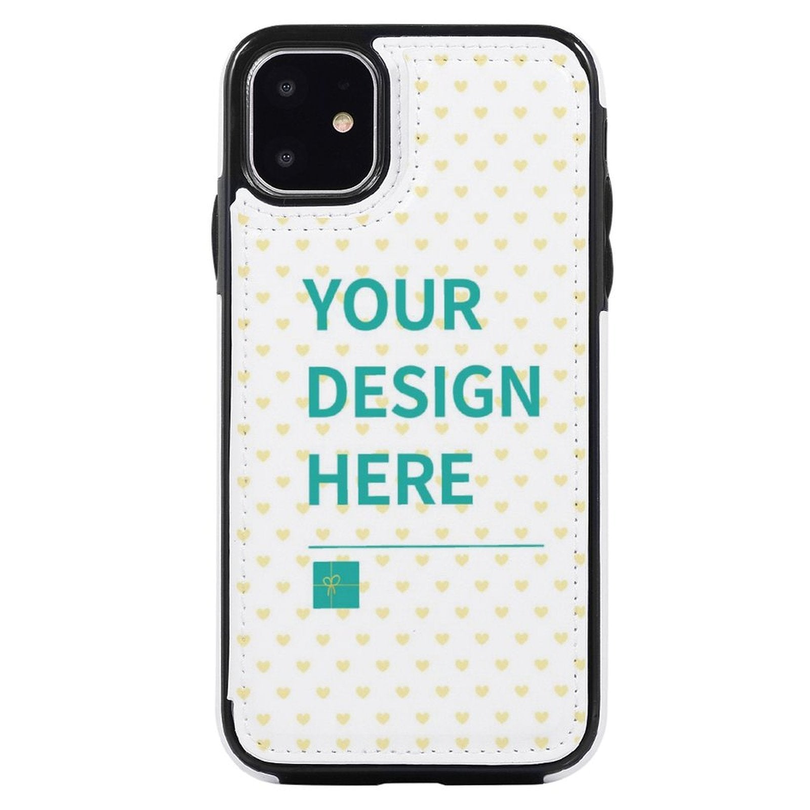 Custom iPhone 11 wallet case with personalized design, from MyArtsyGift, PU leather flip case