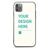 Custom iPhone 11 case with heart pattern and 'YOUR DESIGN HERE' design, available at MyArtsyGift.com