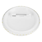 White blank pin badge back with metal pin closure, perfect for personalized badges, gifts, teams, and groups.