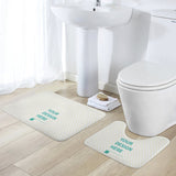 Customizable bathroom rug set with "YOUR DESIGN HERE" text, in a bathroom setting, available at MyArtsyGift