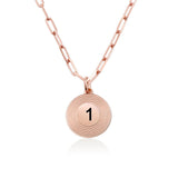 Rose gold number 1 pendant necklace for women and men. Custom tag necklace jewelry.
