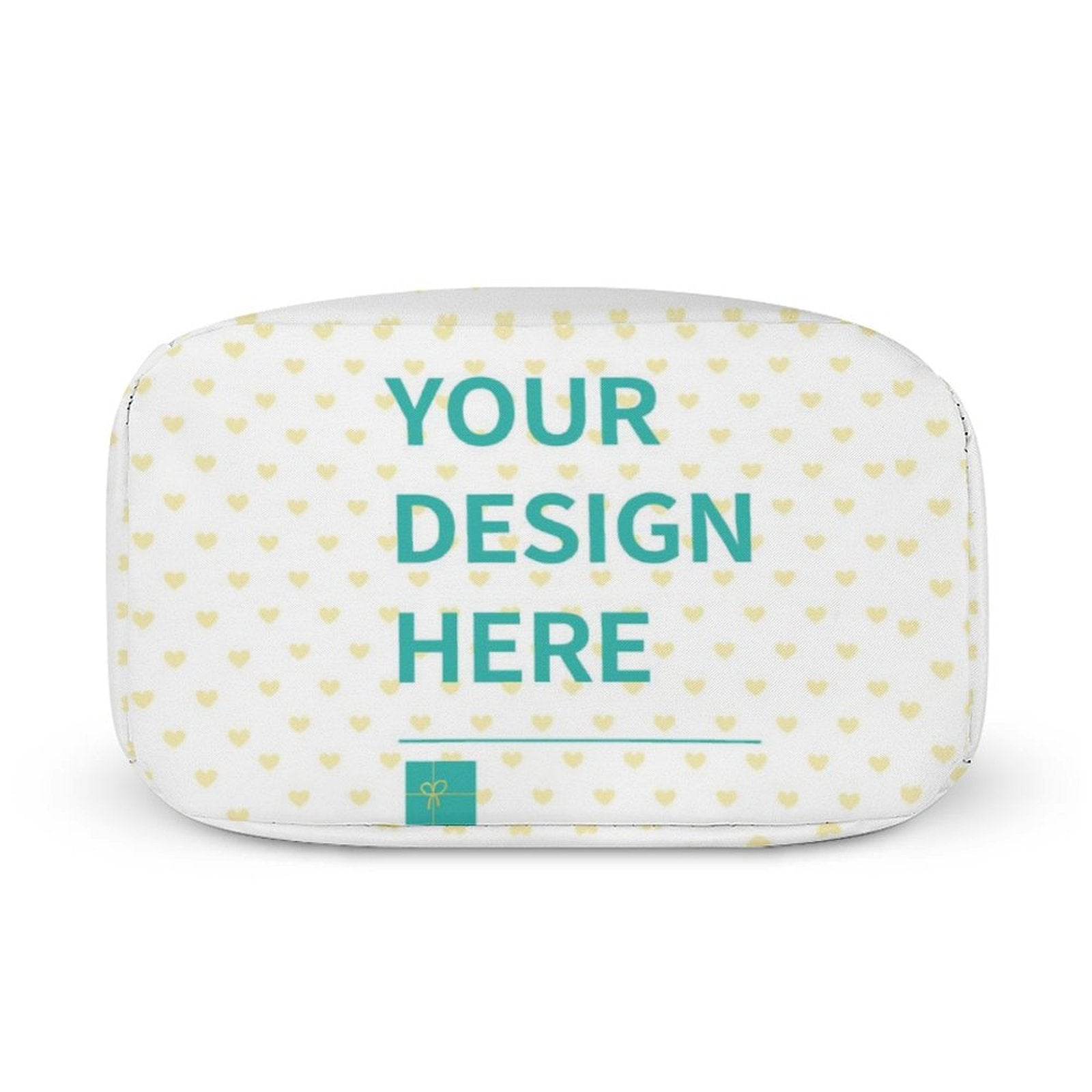 Customizable lunch bag with heart pattern. Design your own insulated tote for work, travel, or school.