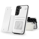 White PU leather Samsung Galaxy S22 Flip Cover with card slot, protective phone case