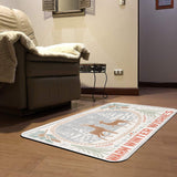 Frosty entrance rubber floor mat with deer and Warm Winter Wishes design for indoor/outdoor use