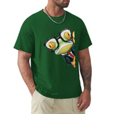 Men's green short sleeve t-shirt with frog graphic, Classic Tees for men from MyArtsyGift