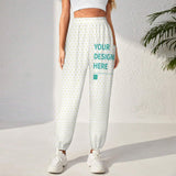 Custom yoga pants for women, white fabric with heart pattern, personalized design with pockets