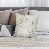 Luxury soft plush pillow cover with gold burst design, ideal for sofas and living room decor