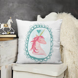 Unicorn pillow cover for sofa or bed, soft short plush material, watercolor design