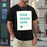 Men's black customizable crew neck t-shirt. Add your design here! Custom tee at MyArtsyGift.