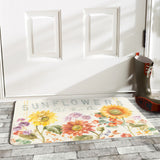 Autumn Sunflower Door Mat with 'SUNFLOWERS Pick Your Own' text, indoor/outdoor entrance decor