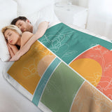 Lamb wool fleece blanket with floral design, bed, sofa, couch, and travel, made in USA, soft, cozy.