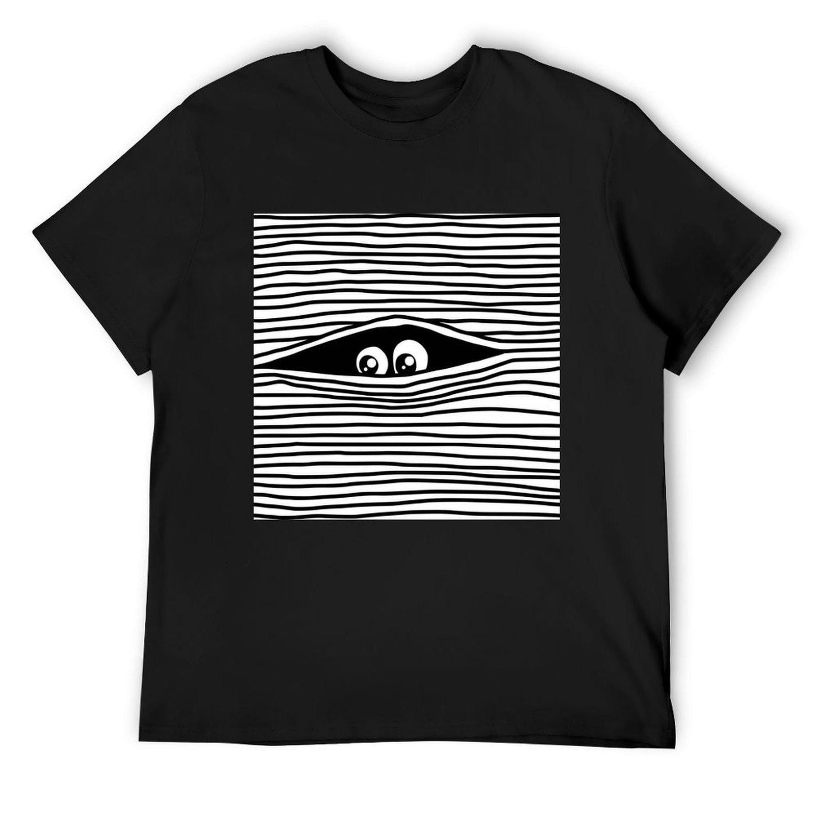 Black Men's Crew Neck T-Shirt with Eye Graphic. Classic tee for men. Cotton fabric. MyArtsyGift.