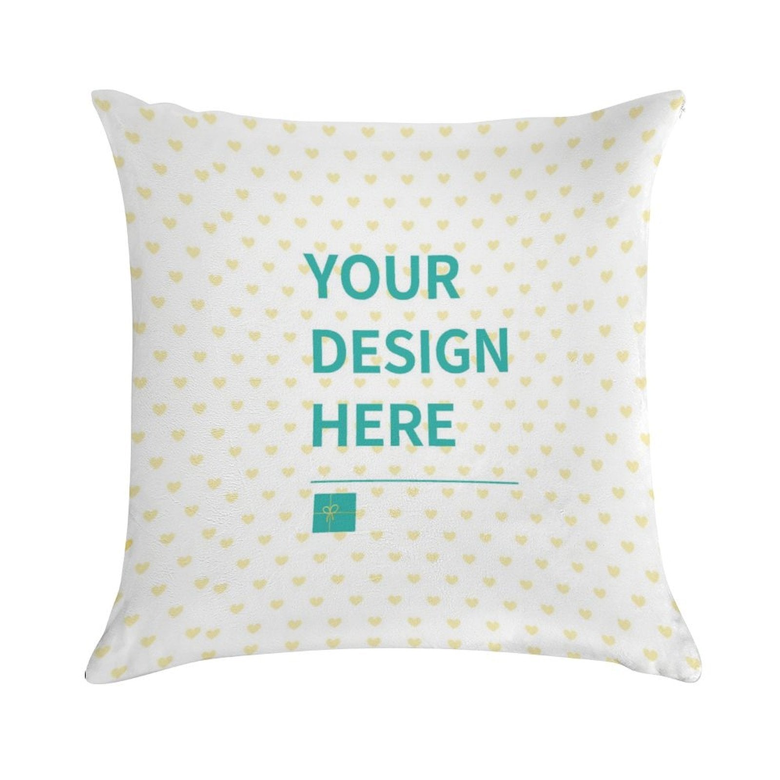 Customizable super soft throw pillow with heart pattern, perfect for living room or bedroom.