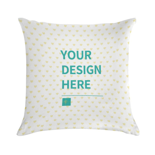 Customizable super soft throw pillow with heart pattern, perfect for living room or bedroom.