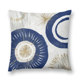 Luxury soft plush throw pillow cover with abstract navy blue and gold design for sofa or couch