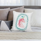 Unicorn pillow cover, soft short plush, watercolor design, for sofa or bed. A warm and comfortable decorative item