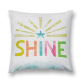 Shine pillow cover with colorful text and star design for sofa or living room