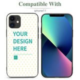Customizable iPhone 11 case with your design, soft TPU material, and heart pattern, available at MyArtsyGift.com