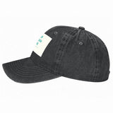 Custom washed denim baseball cap in dark gray, featuring "UR SIGN RE" design area, for personalized gifts.