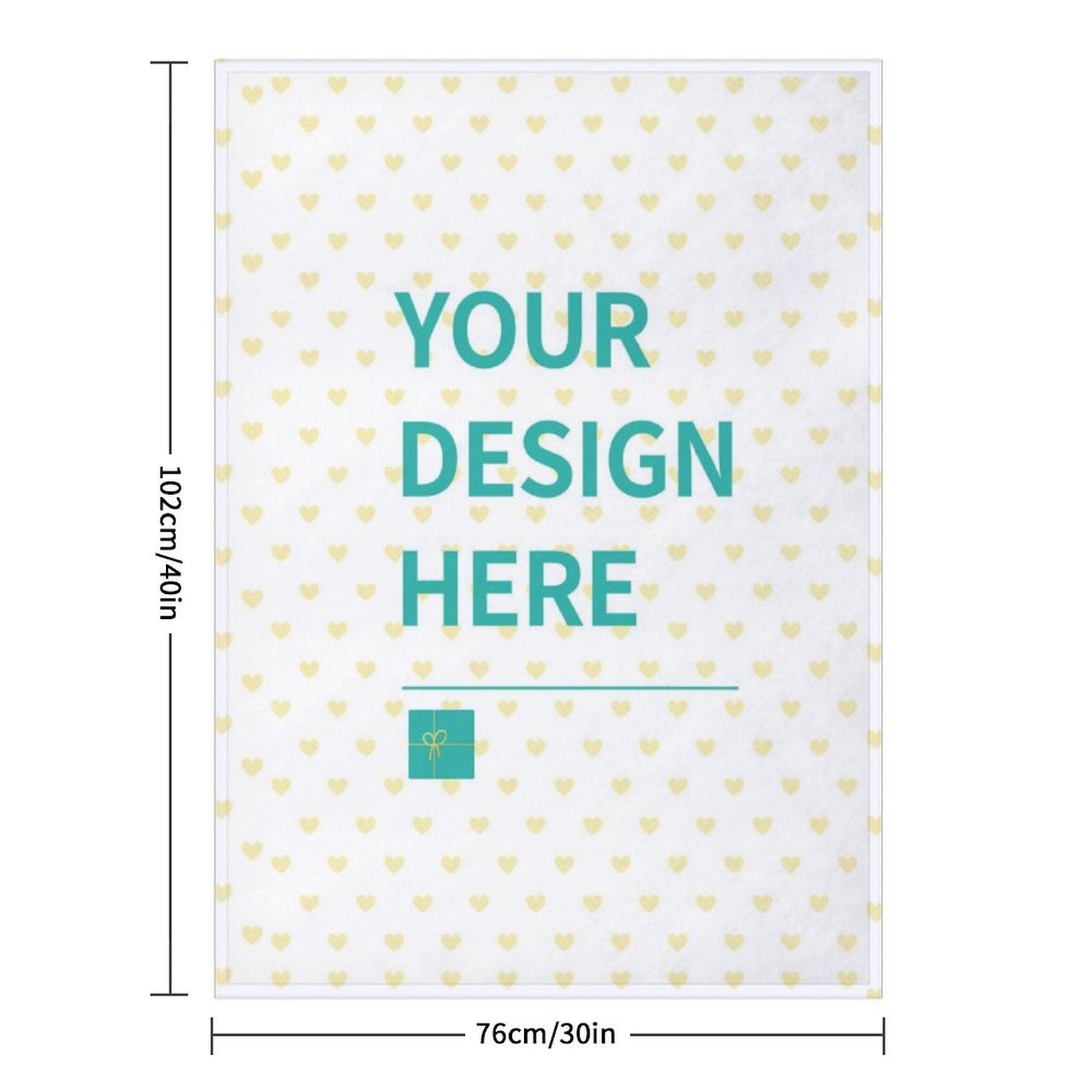 Customizable fleece blanket, soft and warm, with 'Your Design Here' text, ideal for personalized gifts from MyArtsyGift