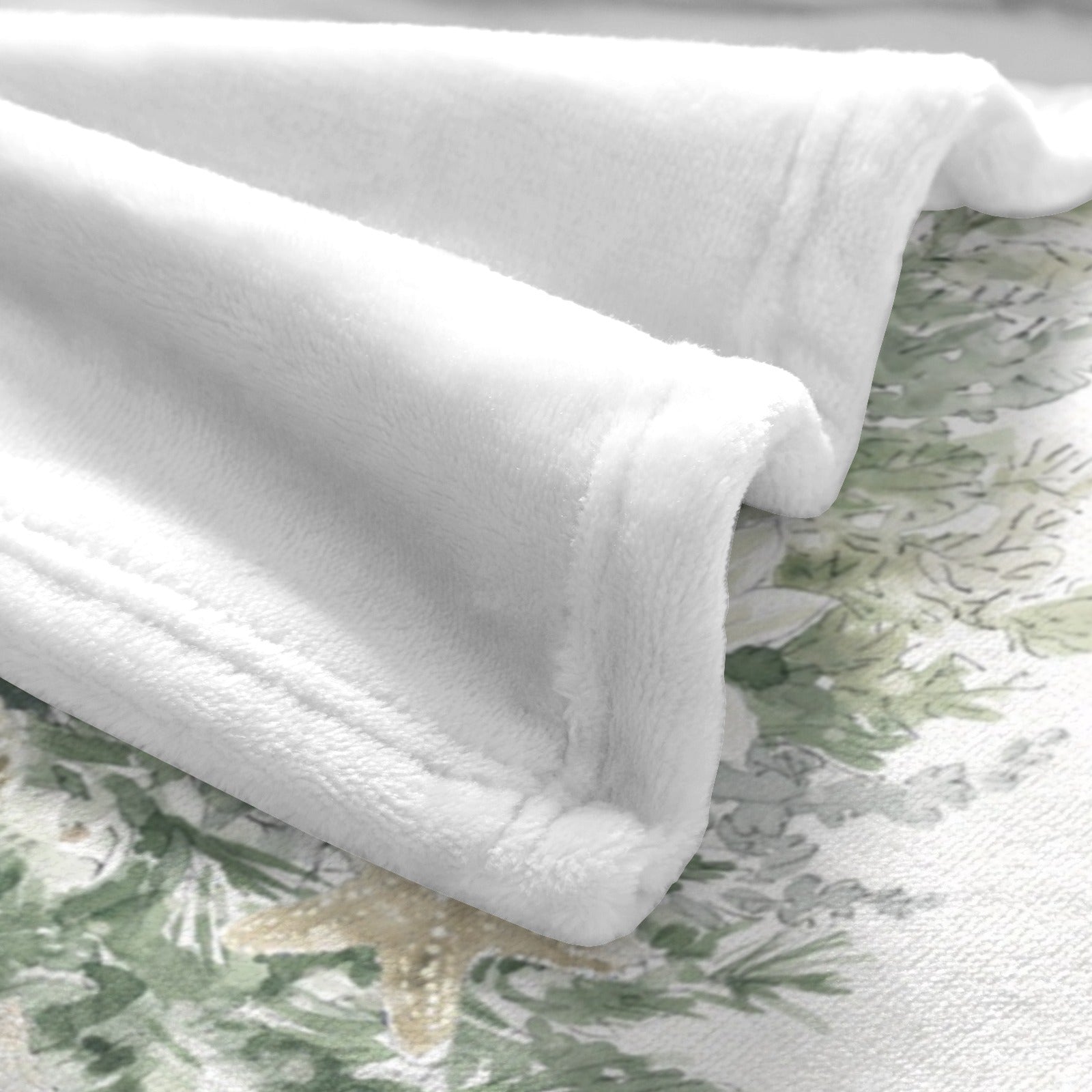 Winter Christmas Tree Flannel Blanket detail, soft white blanket, sofa couch bed decor, USA made