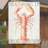 Fresh Lobster Metal Sign for Kitchen Bar Wall Decor. Red lobster watercolor art on white metal sign