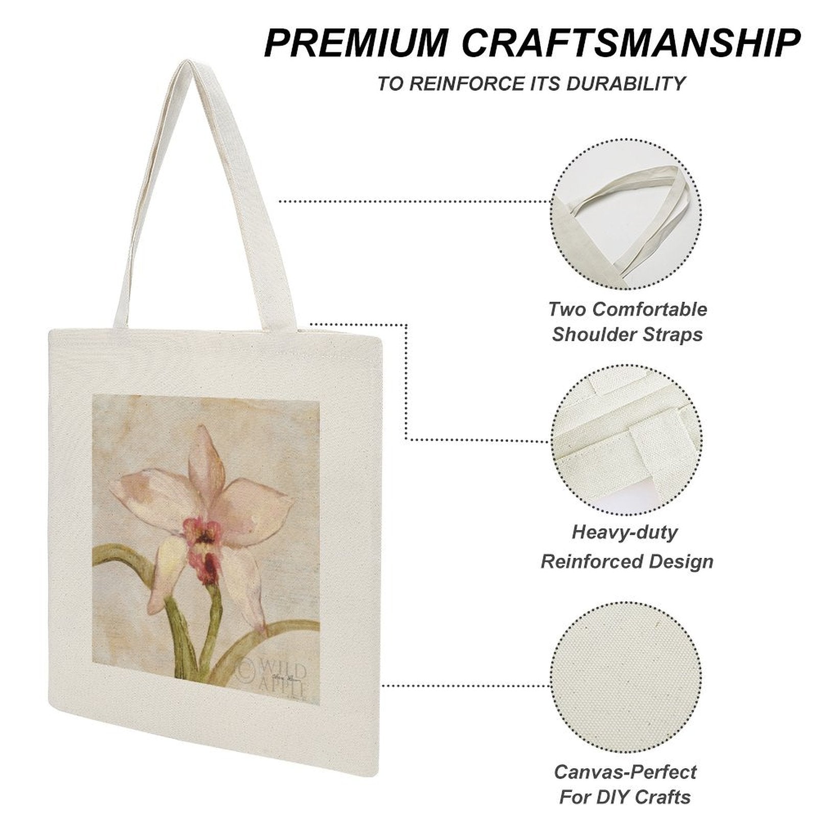 Orchid tote bag with premium craftsmanship and reinforced design, perfect for shopping or DIY crafts.