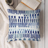 Blue abstract pattern plush pillow cover for sofa, couch or living room. Soft, fluffy short plush.